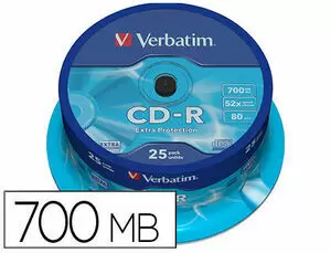 VERBATIM CD-R 52X 700MB (TARRINA 25 UDS)