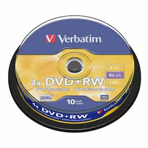 VERBATIM DVD+RW REGRABABLE 4X 4.7GB (TARRINA 10 UDS)