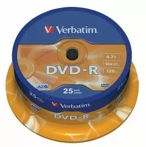VERBATIM DVD-R PRINTABLES 16X 4.7GB (TARRINA 25 UDS)