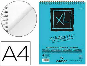CANSON XL AQUARELLE ALBUM ESPIRAL MICROPERFORADO DE 30 HOJAS A4 - GRANO FINO - 21X29.7CM - 300G - COLOR BLANCO