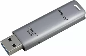 PNY ELITE STEEL MEMORIA USB 3.1 64GB - ACABADO EN METAL - ENGANCHE PARA LLAVERO - COLOR ACERO (PENDRIVE)