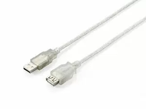 EQUIP CABLE ALARGADOR USB A MACHO - USB A HEMBRA 2.0 - TRANSPARENTE - CONECTORES CHAPADOS EN NIQUEL - LONGITUD 3 M