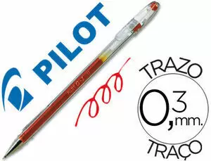 PILOT BOLIGRAFO DE GEL G1 - RECARGABLE - PUNTA DE BOLA 0.5MM - TRAZO 0.3MM - CUERPO TRANSPARENTE - COLOR ROJO