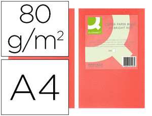 PAPEL COLOR Q-CONNECT DIN A4 80GR ROJO INTENSO PAQUETE DE 50