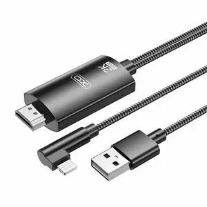 XO ADAPTADOR DE CABLE LIGHTNING A HDMI - LONGITUD DE 1.8M - SOPORTE DE RESOLUCION 2K(60HZ)/1080P - INTERCAMBIO DE DATOS Y AUDIO - FUENTE DE ALIMENTACION USB - COLOR NEGRO