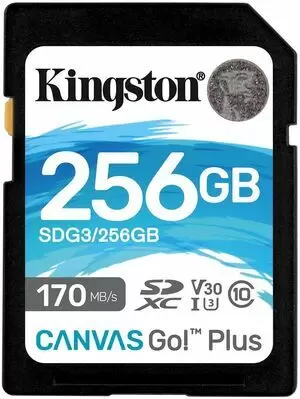 KINGSTON TARJETA SDXC 256GB UHS-I U3 V30 CLASE 10 170MB/S CANVAS GO PLUS