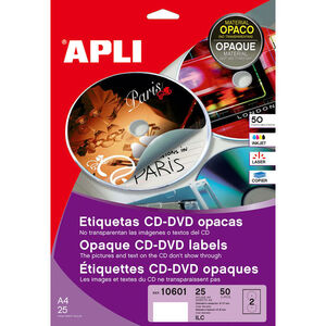 APLI ETIQUETAS APLI CD-DVD 117MM OPAC 50ET 10601 MAK002079