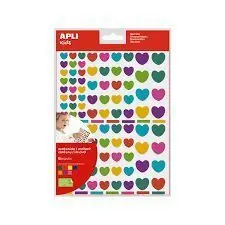 APLI PACK DE 624 GOMETS CON FORMA DE CORAZON ADHESIVO REMOVIBLE - IDEALES PARA ESCUELAS INFANTILES - DESARROLLO DE HABILIDADES Y CREATIVIDAD - COLORES Y TAMAÑOS SURTIDOS
