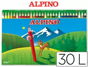 ALPINO PACK DE 30 LAPICES DE COLORES CREATIVOS - MINA DE 3MM - RESISTENTE A LA ROTURA - HEXAGONAL - BANDEJA EXTRAIBLE - COLORES VIVOS Y BRILLANTES SURTIDO