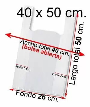 BOLSA PLASTICO 40X50CM 2KG BLANCA ASAS CAMISETA AN009