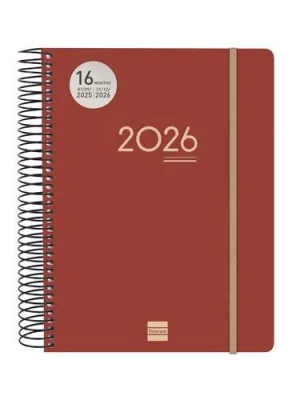 FINOCAM 25/26 16MESES AGENDA ANUAL DIA PAGINA INTERNACIONAL IKON ESPIRAL TAPA PP  E10 155X212 CON GOMA BURDEOS 626710426