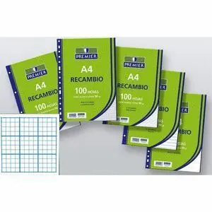 RECAMBIO PREMIER A4 100H 4 TALADROS 90GR RAYADO 46