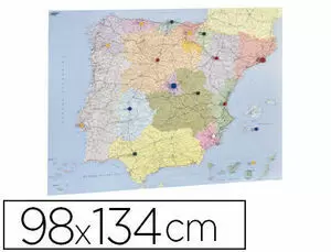 #FAIBO MAPA DE ESPAÑA Y PORTUGAL PLASTIFICADO SIN MARCO DIMENSIONES 103X129CM REF.153G
