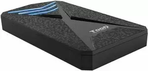 TOOQ CARCASA EXTERNA GAMING HDD/SDD 2.5 HASTA 9.5MM SATA USB 3.0/3.1 GEN 1 - ILUMINACION LED AZUL - SIN TORNILLOS - COLOR NEGRO