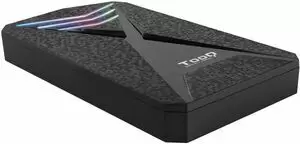 TOOQ CARCASA EXTERNA GAMING HDD/SDD 2.5 HASTA 9.5MM SATA USB 3.0/3.1 GEN 1 - ILUMINACION LED RGB - SIN TORNILLOS - COLOR NEGRO