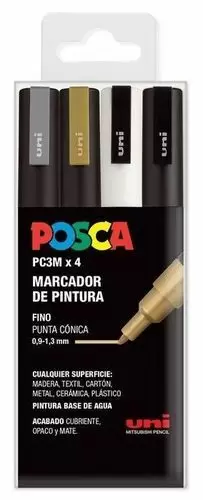 UNIBALL POSCA PC3M/4C  BASIC POSCA  4COLORES 0,9 A 1,3MM 182634673
