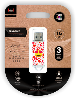 TECHONETECH HEART EYES MEMORIA USB 2.0 16GB (PENDRIVE)