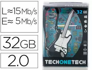 TECHONETECH GUITARRA BLACK & WHITE MEMORIA USB 2.0 32GB (PENDRIVE)
