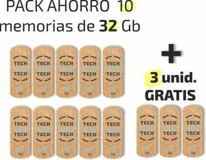 TECHONE CLIPTECH PACK 10+3 MEMORIAS USB 2.0 32GB (PENDRIVE)