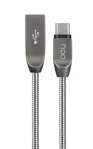 DCU TECNOLOGIC PURE METAL CABLE USB TIPO C A USB - CONECTOR REVERSIBLE - CARGA RAPIDA 2.1A - 1M - COLOR METAL
