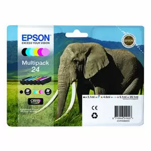 EPSON T2428 (24) PACK DE 6 CARTUCHOS DE TINTA ORIGINALES - C13T24284011
