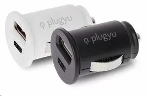 PLUGYU CARGADOR COCHE 2 PUERTOS USB + TYPE C BLANCO