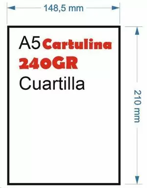 CARTULINA 240GR 100HOJAS TAMAÑO CUARTILLA A5 210X148,5MM BLANCO GRUESO MATE