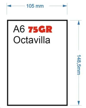 PAPEL 75GR 500HOJAS TAMAÑO A6 OCTAVILLA 148X105MM A6 BLANCO